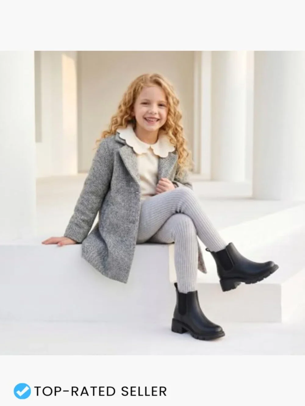 Girls Chelsea Boots Slip On Lug Sole Ankle Booties Comfortable Chunky Heel